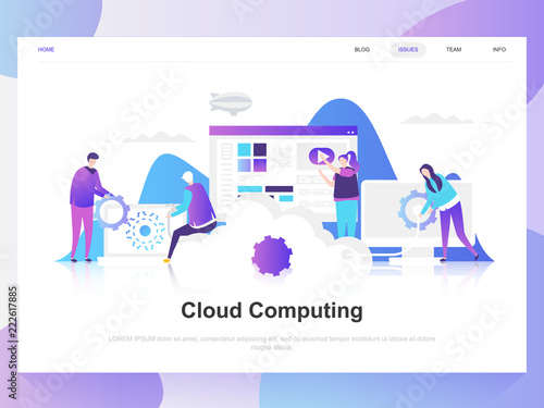 Cloud computing modern flat design concept. Landing page template. Modern flat vector illustration concepts for web page, website and mobile website. Easy to edit and customize. photo