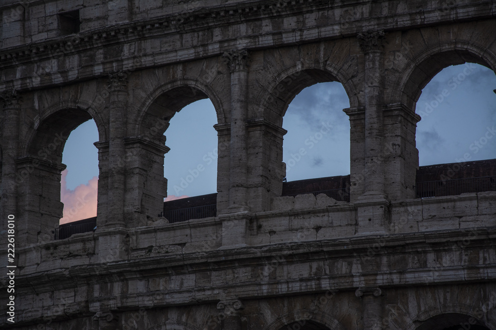 Colosseum during sunset in Rome