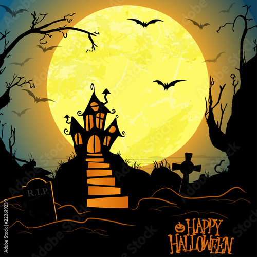 Halloween scary castle background