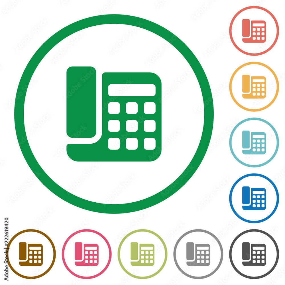 Office phone flat icons with outlines Office phone flat icons with outlines