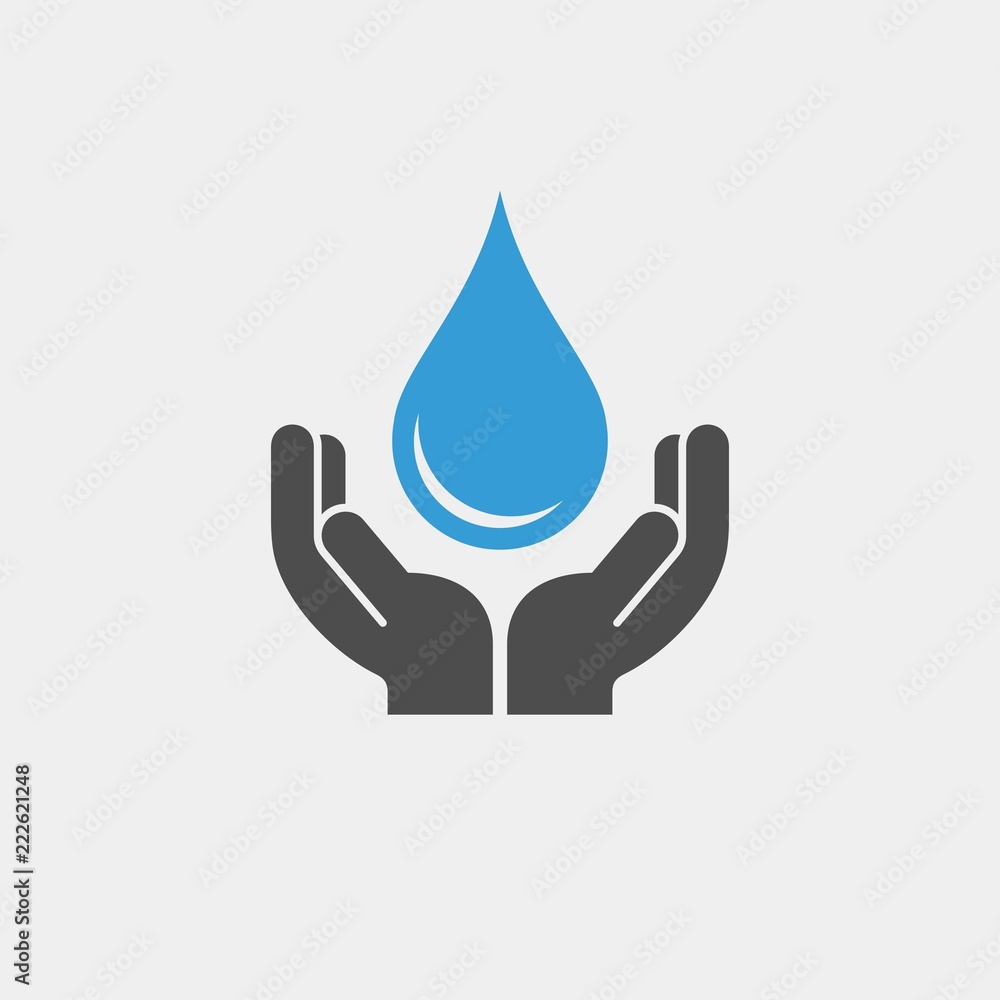 Drope flat vector icon. Water flat vector icon. Drop in the palms flat vector icon Drope flat vector icon. Water flat vector icon. Drop in the palms flat vector icon