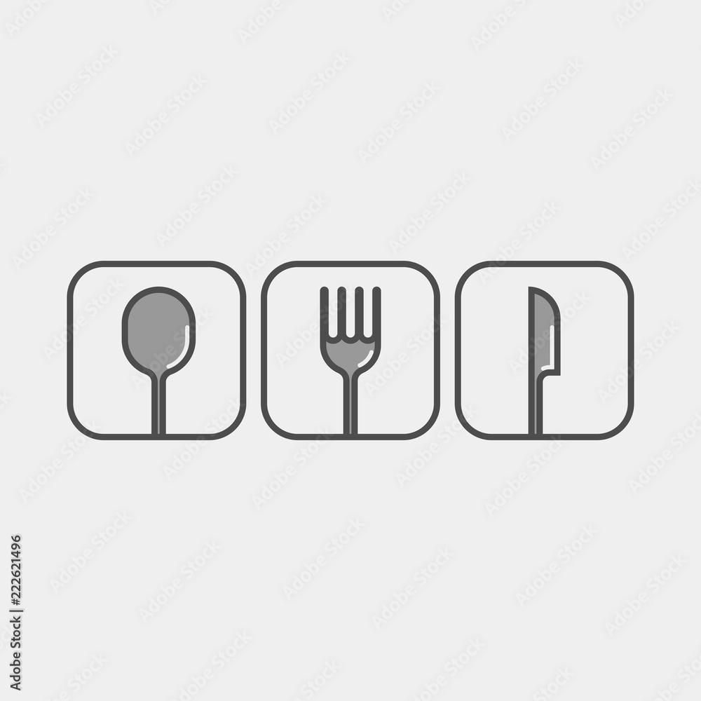 Tableware flat vector icons. Spoon, fork, knife flat vector icons Tableware flat vector icons. Spoon, fork, knife flat vector icons