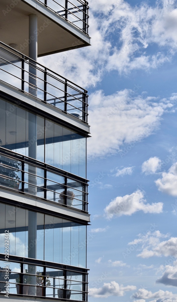 Fototapeta premium modern scandinavian architecture in grey blue colors, apartement building, Kalmar, sweden