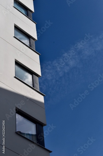 modern scandinavian architecture in grey blue colors, apartement building, Kalmar, sweden