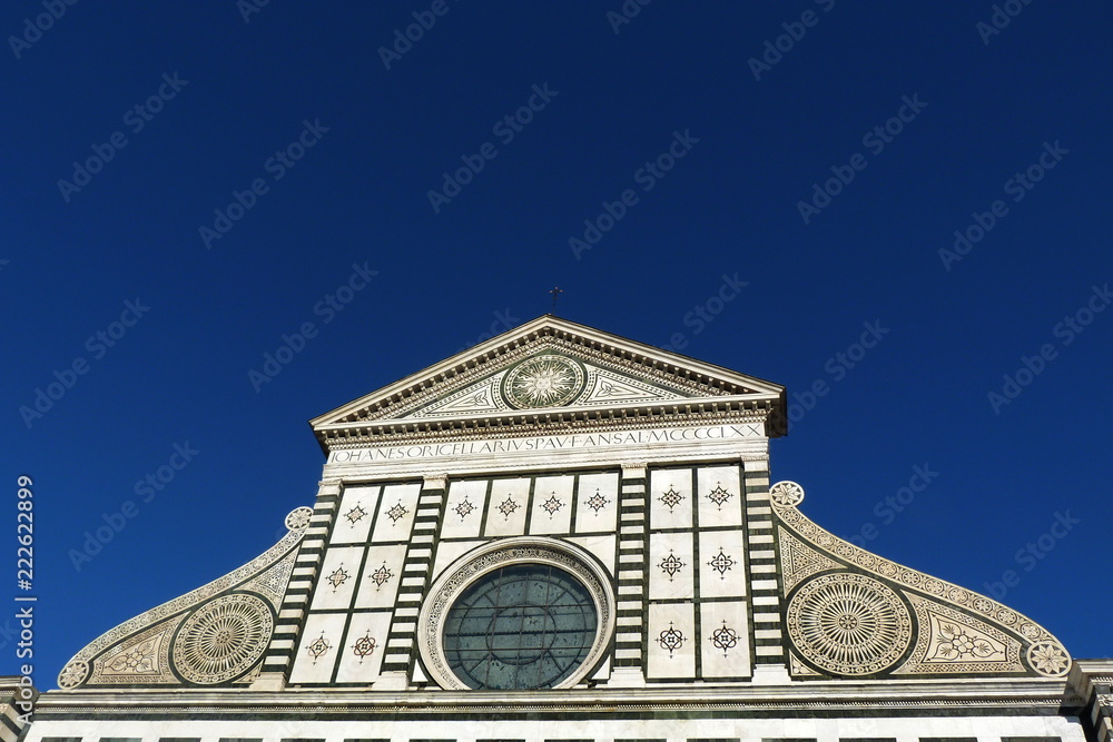 Facade of Santa Maria Novella church in Florence, Italy