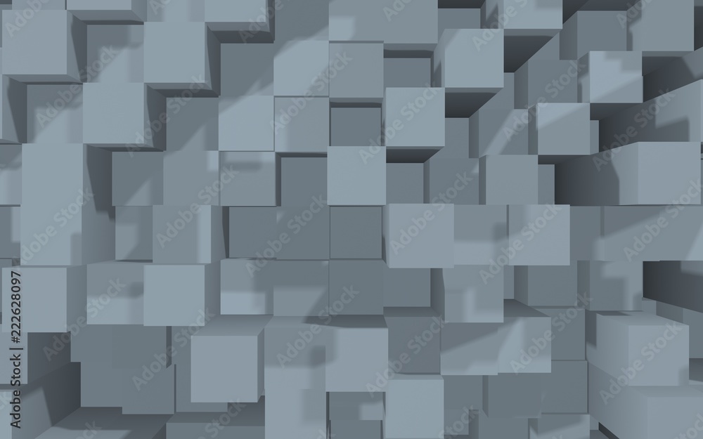 Abstract gray elegant cube geometric background. Chaotically advanced rectangular bars. 3D Rendering, 3D illustration Abstract gray elegant cube geometric background. Chaotically advanced rectangular bars. 3D Rendering, 3D illustration