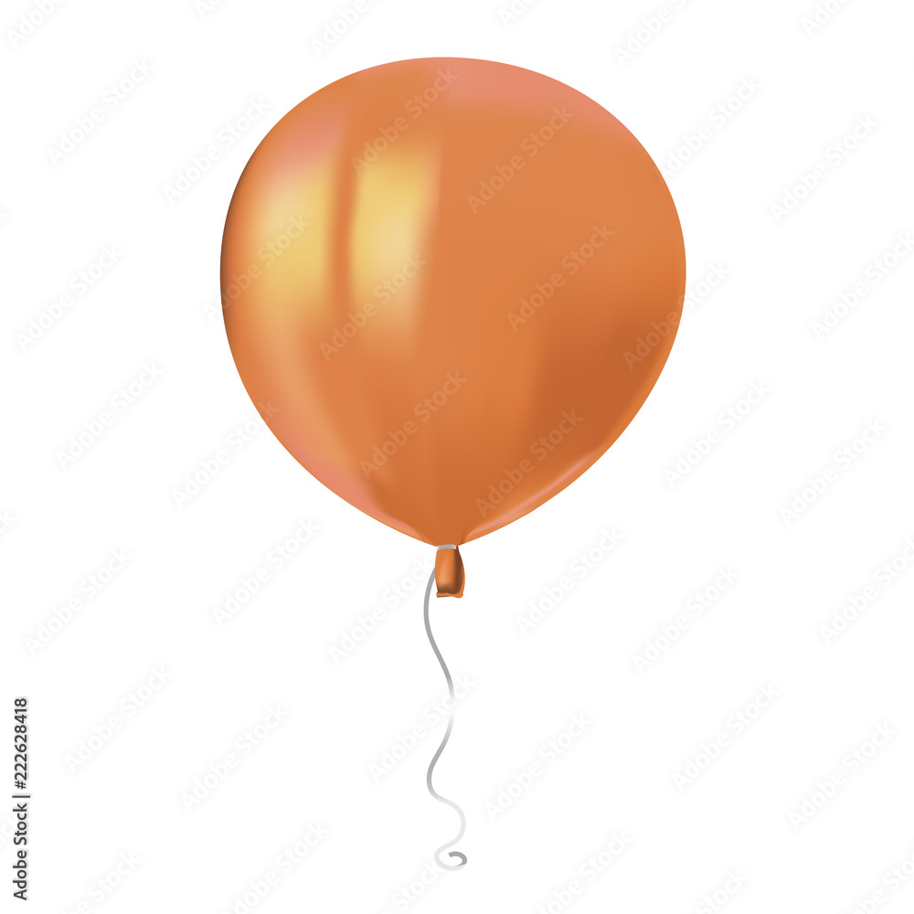 Realistic air flying orange balloon with reflects isolated on white background. Festive decor element for any holiday. Vector illustration. Realistic air flying orange balloon with reflects isolated on white background. Festive decor element for any holiday. Vector illustration.