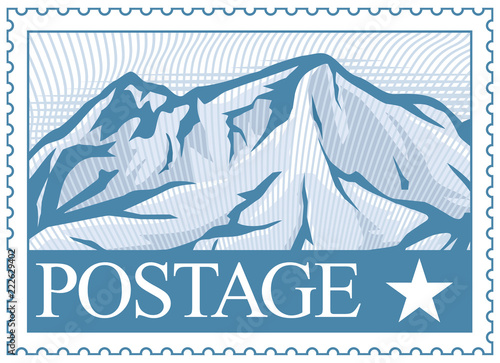 postage stamp with mountain vector illustration