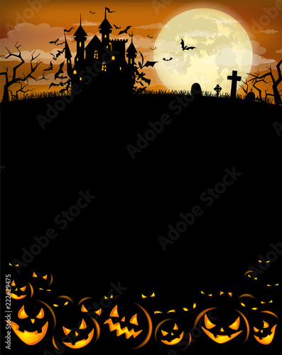 Halloween party invitation with Dracula castle