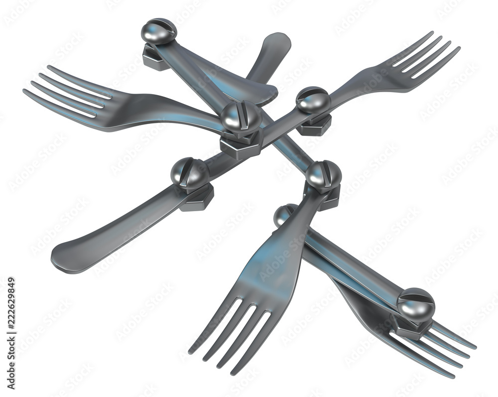 Fototapeta premium Fork Metal Unfolding Abstract