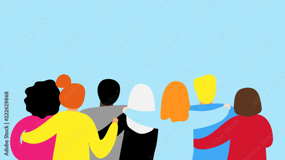 Friends forever friendly group of people hugging Vector Image