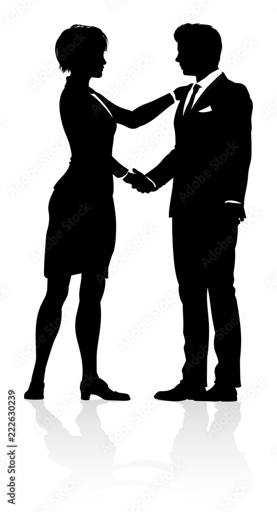 A business people shaking hands silhouette
