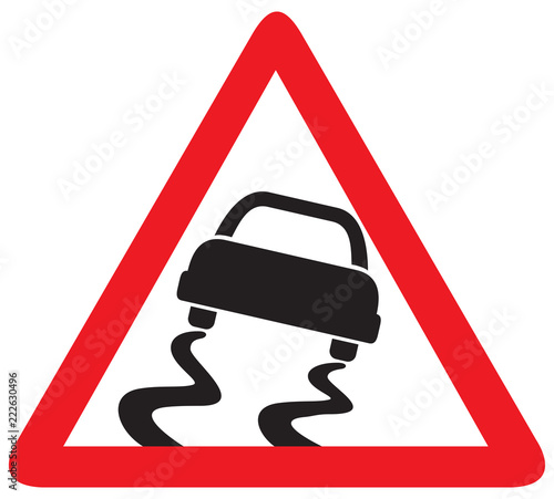 Slippery road road sign