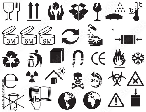 package and delivery symbols (cardboard vector icons)