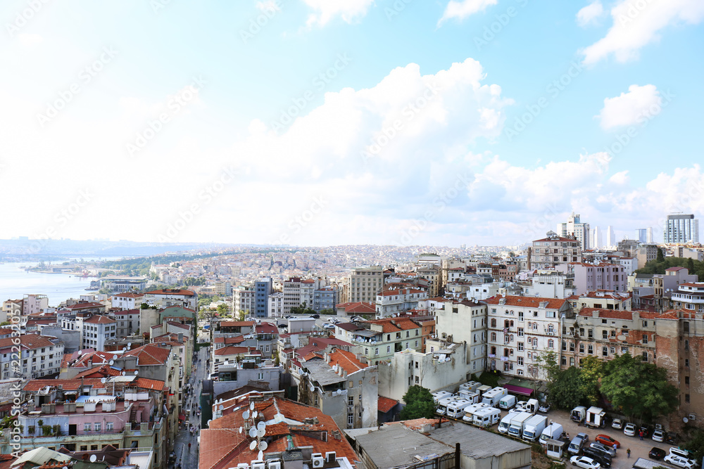 Picturesque view of beautiful city near sea