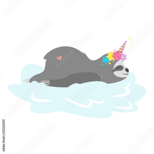 resting on cloud sloth unicorn
