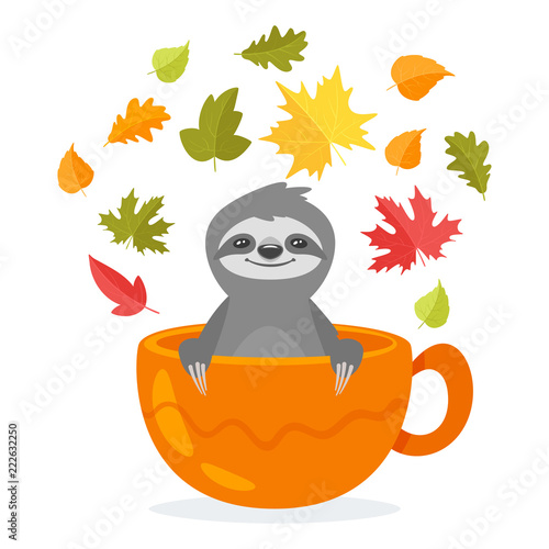 sloth character sitting in cup