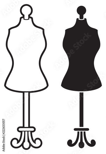 fashion stand (female torso mannequin vector illustration)