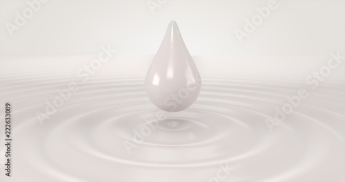 3D rendering Milk drop on the ripple milk.