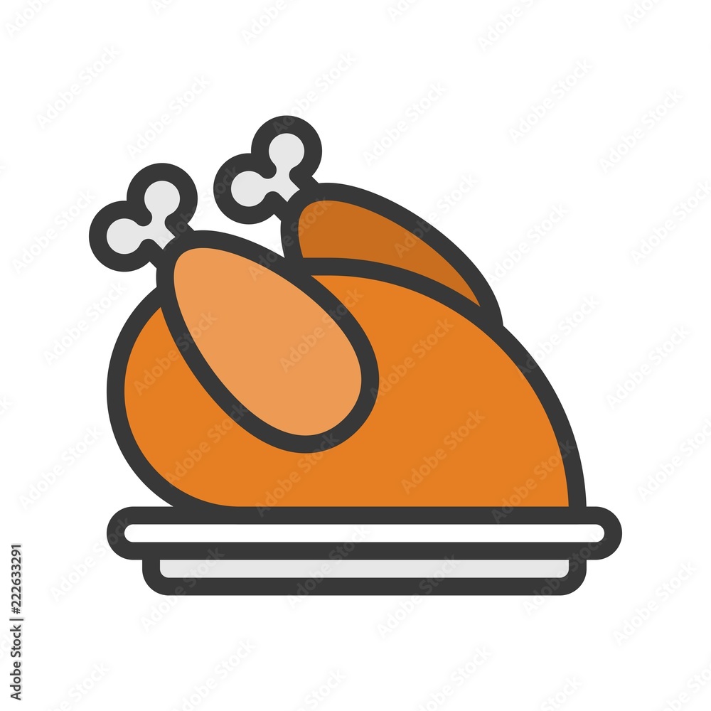 Oven Roasted Turkey, Merry Christmas theme set, filled outline editable stroke pixel perfect icon Oven Roasted Turkey, Merry Christmas theme set, filled outline editable stroke pixel perfect icon