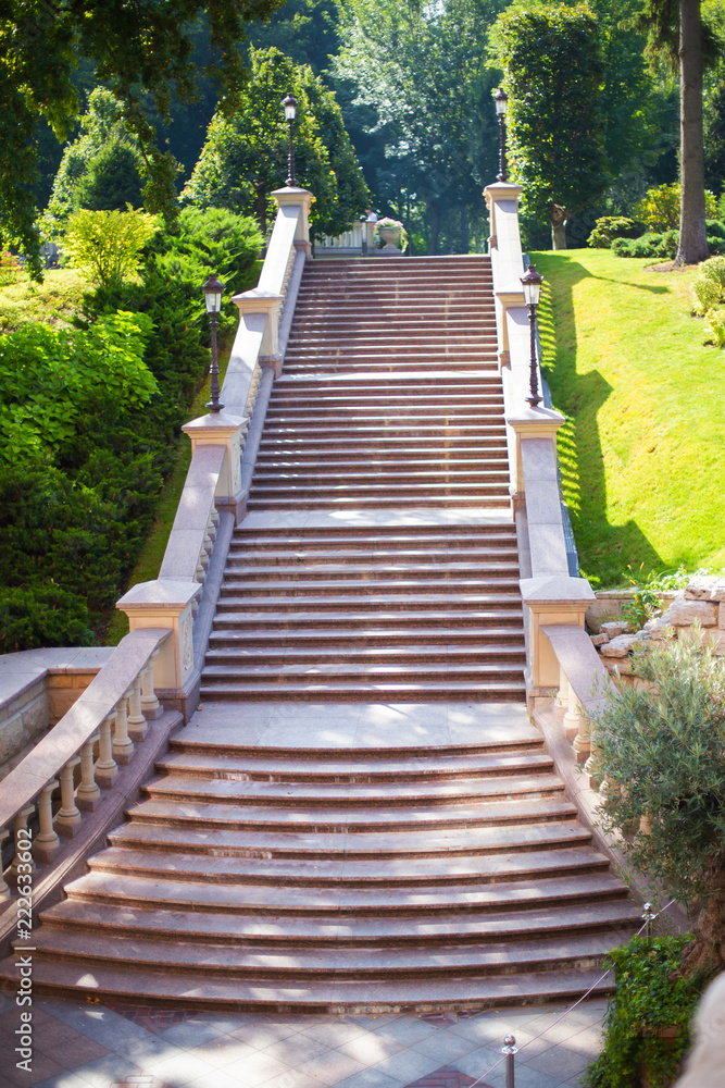 Beautiful direct high staircase in a luxury estate Beautiful direct high staircase in a luxury estate