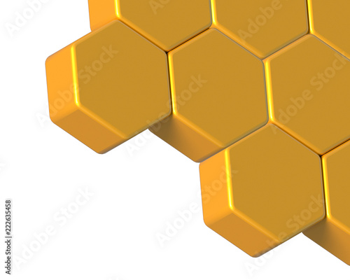 Wall of hexagons as wallpaper or background. 3D rendering	