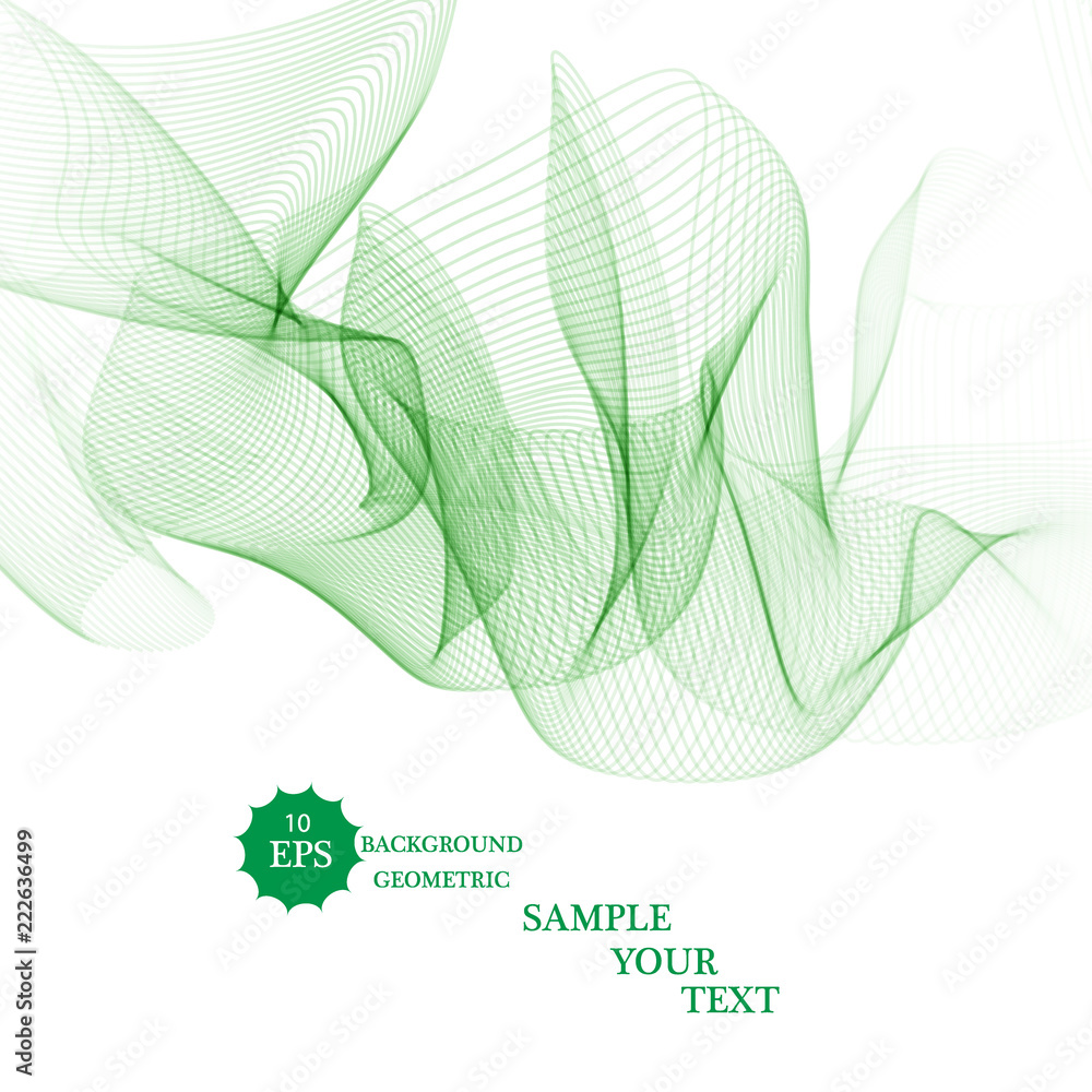 Abstract green wavy lines. Colorful vector background. Stock Vector