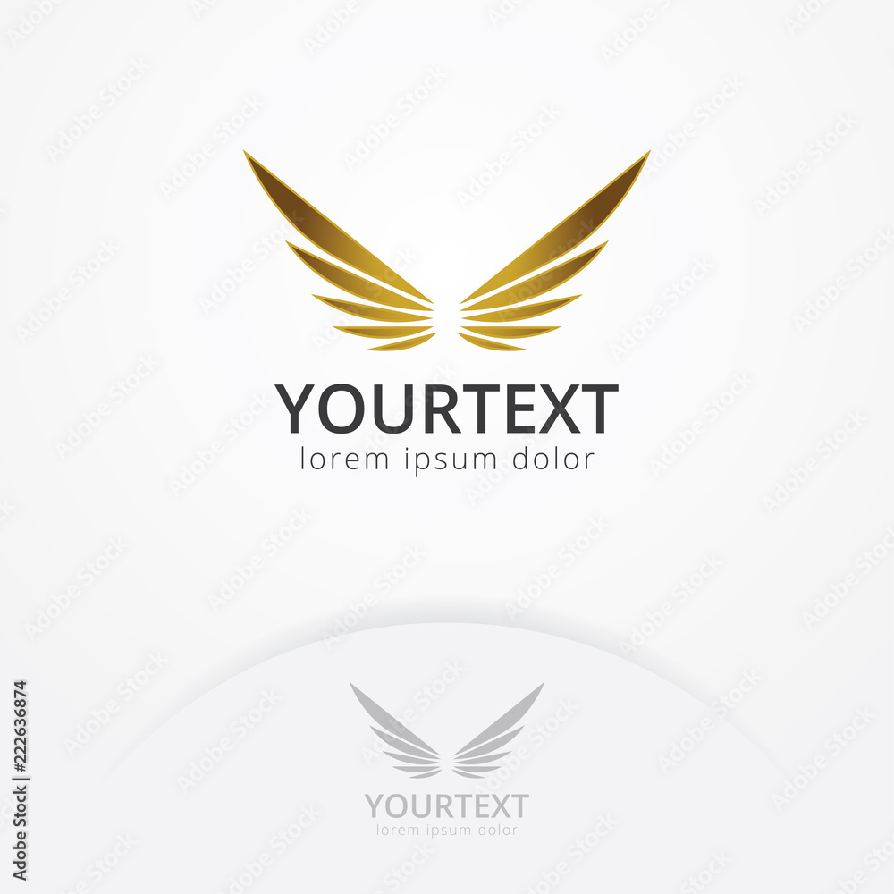Golden wings logo, Vector of golden wing a symbol of freedom and glory