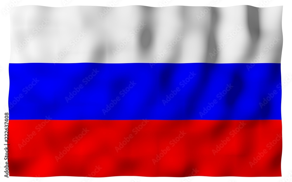 Fototapeta premium Waving flag of the Russian Federation. The National. State symbol of the Russia. 3D illustration