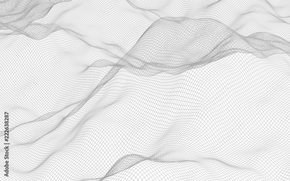 Abstract landscape on a white background. Cyberspace grid. Hi-tech network. 3d technology illustration Abstract landscape on a white background. Cyberspace grid. Hi-tech network. 3d technology illustration