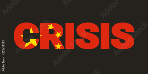 China and crisis - collapse, failure and breakdown of state and country. Vector illustration
