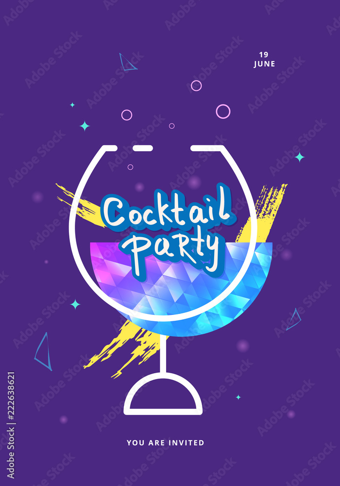 Naklejka premium Cocktail party template. Vector illustration.