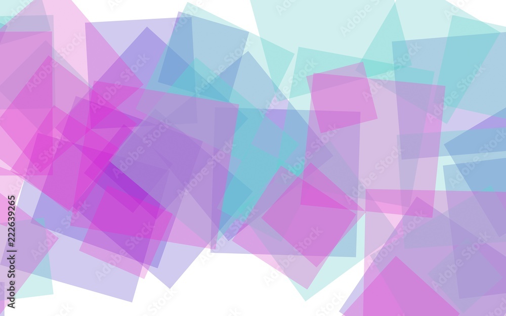 Obraz premium Multicolored translucent squares on white background. Pink tones. 3D illustration