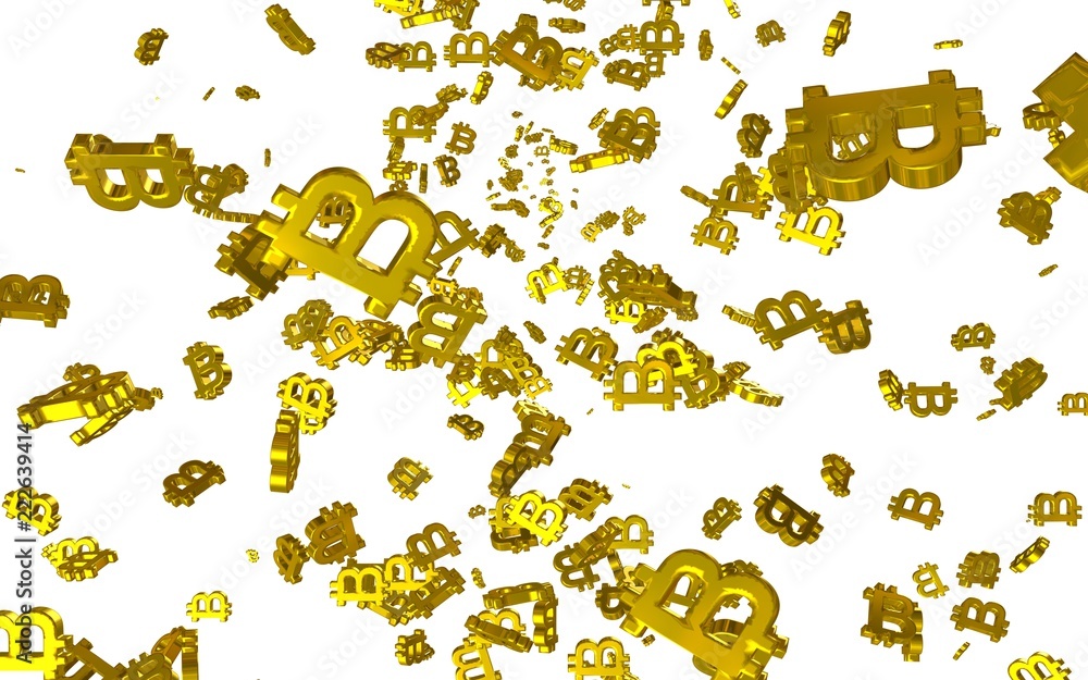 Digital currency symbol Bitcoin on a white background. Fall of bitcoin. Cryptocurrency graph on virtual screen. Business, Finance and technology concept. 3D illustration Digital currency symbol Bitcoin on a white background. Fall of bitcoin. Cryptocurrency graph on virtual screen. Business, Finance and technology concept. 3D illustration
