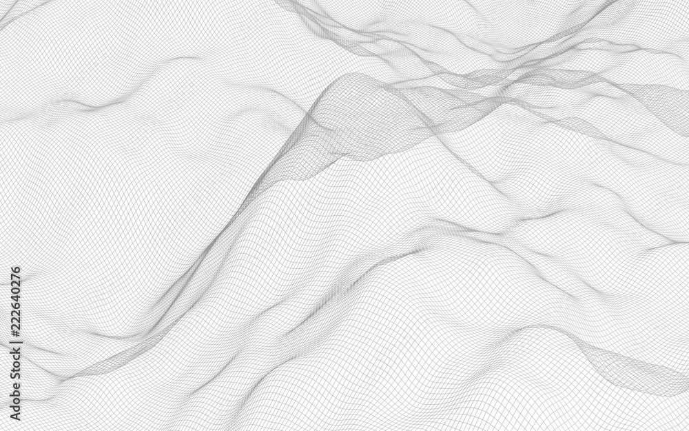 Abstract landscape on a white background. Cyberspace grid. Hi-tech network. 3d technology illustration Abstract landscape on a white background. Cyberspace grid. Hi-tech network. 3d technology illustration