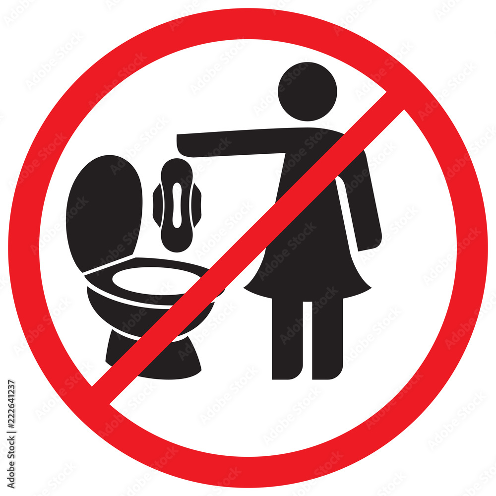 Vecteur Stock please do not throw sanitary napkin pads in the toilet –  vector sign | Adobe Stock