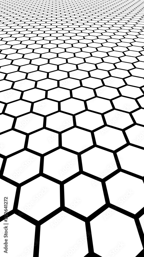 Black honeycomb on a white background. Perspective view on polygon look like honeycomb. Isometric geometry. Vertical image orientation. 3D illustration Black honeycomb on a white background. Perspective view on polygon look like honeycomb. Isometric geometry. Vertical image orientation. 3D illustration