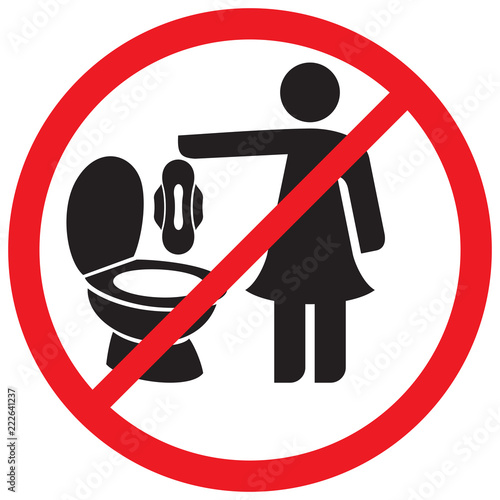 please do not throw sanitary napkin pads in the toilet – vector sign 