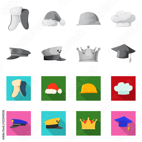 Isolated object of headgear and cap sign. Collection of headgear and accessory vector icon for stock.