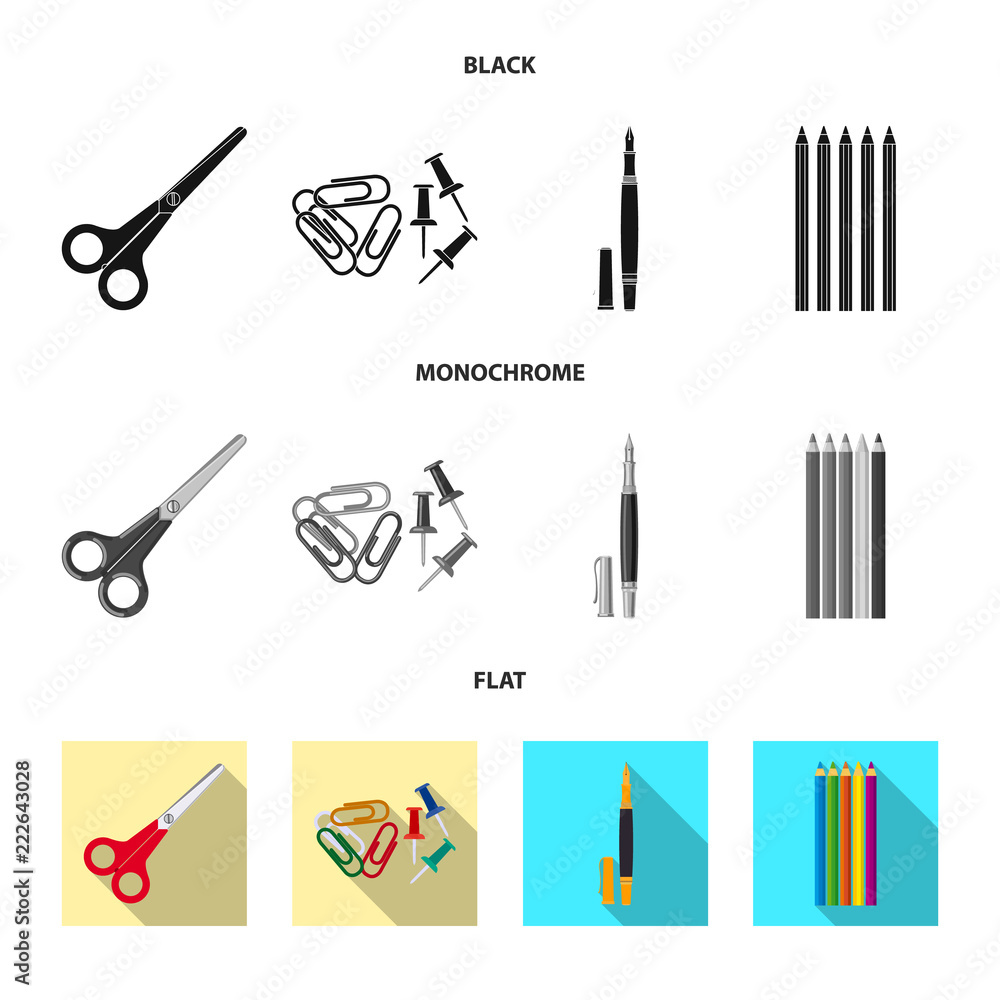 Isolated object of office and supply icon. Collection of office and school vector icon for stock. Isolated object of office and supply icon. Collection of office and school vector icon for stock.