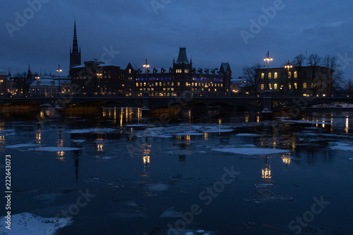 Canvas Print night view of stockholm