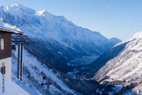 view from the top station of ski lift le tour in chamonix