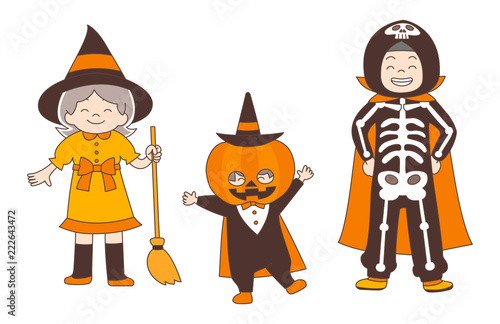 ハロウィン_全身_子ども3人
