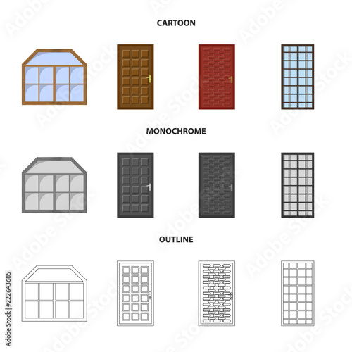 Isolated object of door and front icon. Set of door and wooden stock vector illustration.