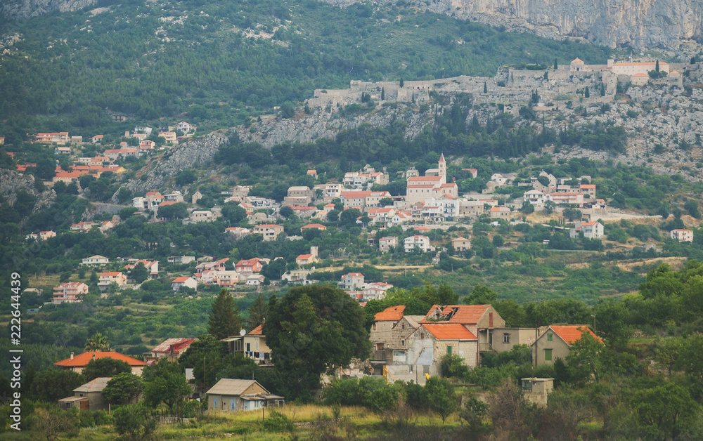 Fortress of Klis and old village in Croatia.