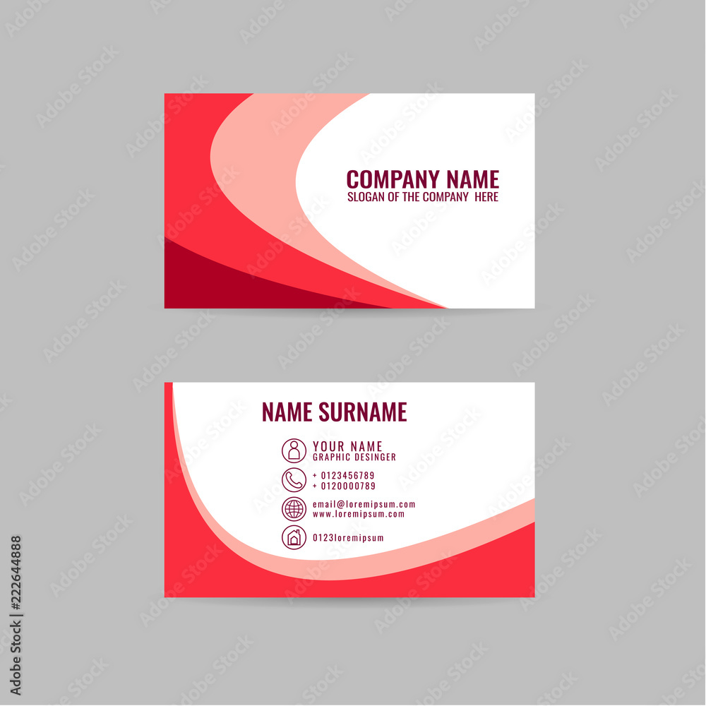 vector Modern simple light business card template with flat user interface on gray background