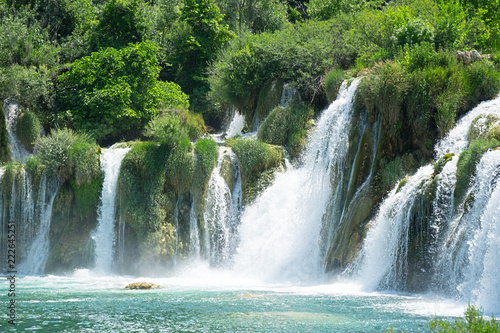 Beautiful view of waterfall in KRKA national park  Croatia.