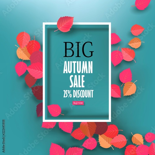 Autumn sale background template. Layouts for shopping sale or promo poster and frame leaflet or web banner