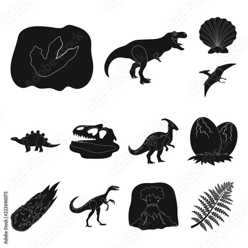 Different dinosaurs black icons in set collection for design. Prehistoric animal vector symbol stock web illustration.