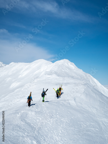 skiers in the mountains - close to the summit - gaustatoppen, norway